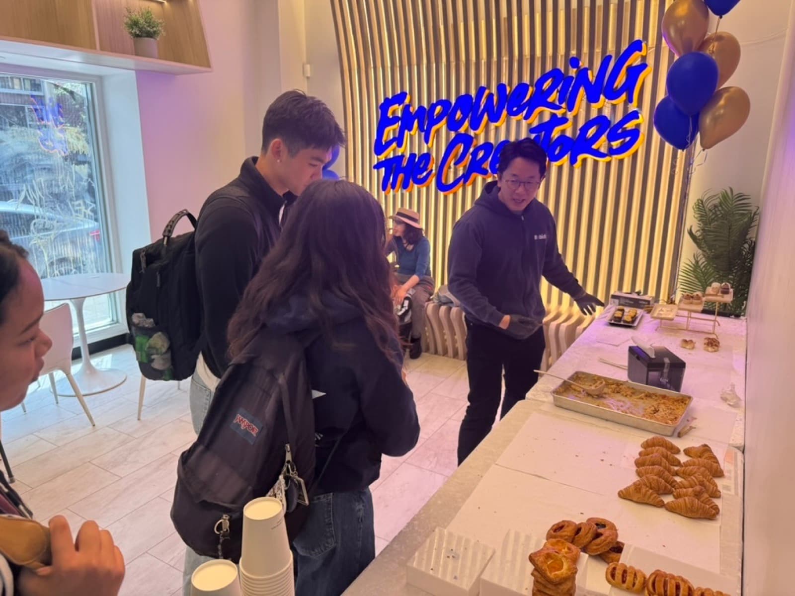 Students inside Qargo Coffee during the April 2026 event