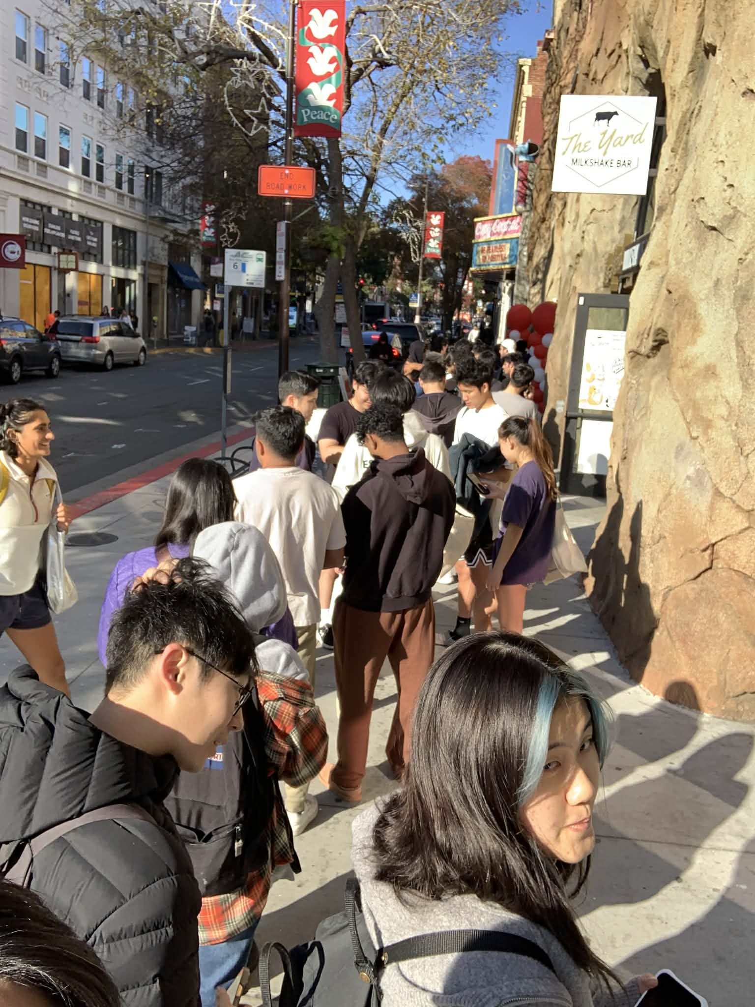 Customers waiting outside an Upswell partner restaurant