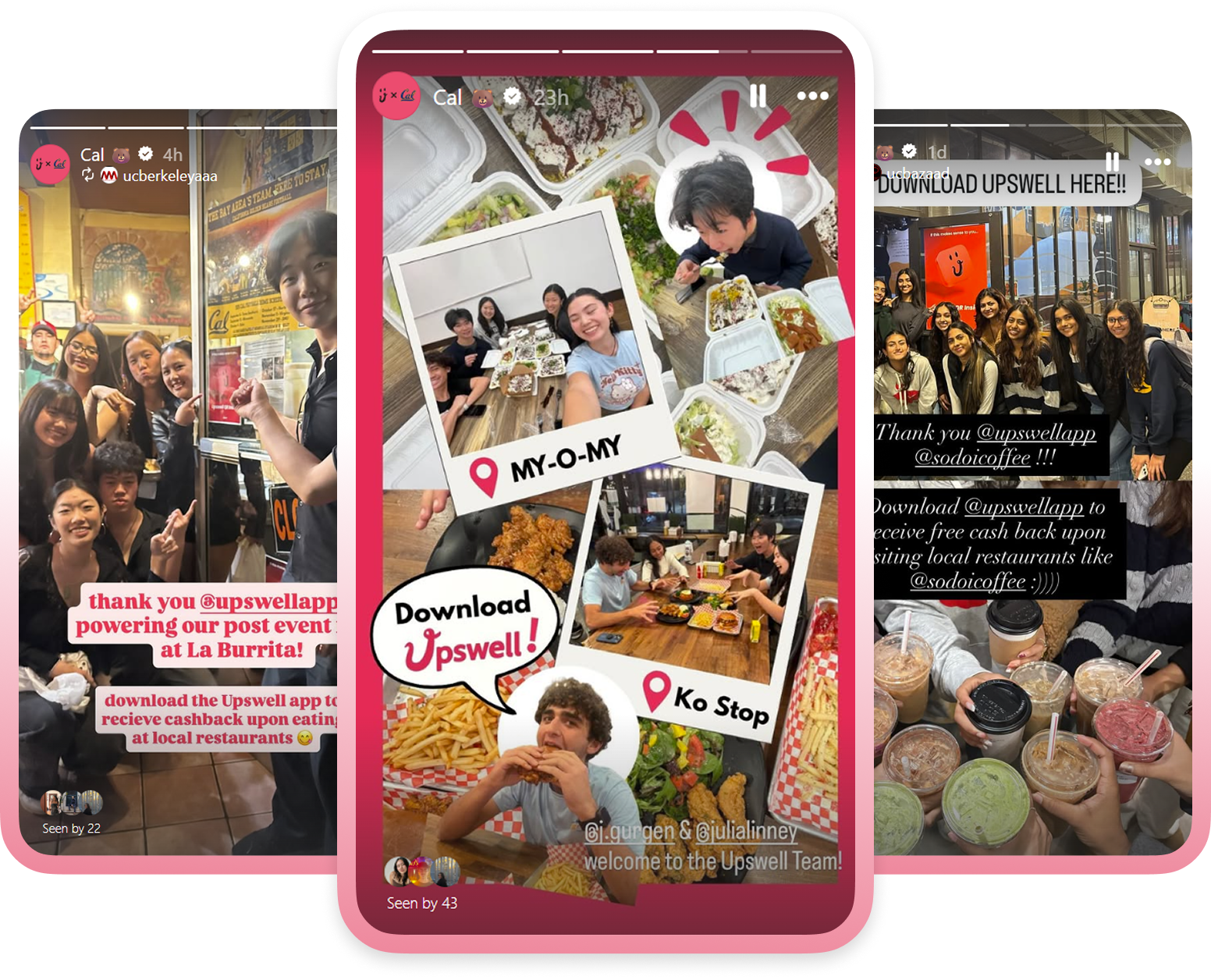 Real Instagram stories from Upswell partner restaurants