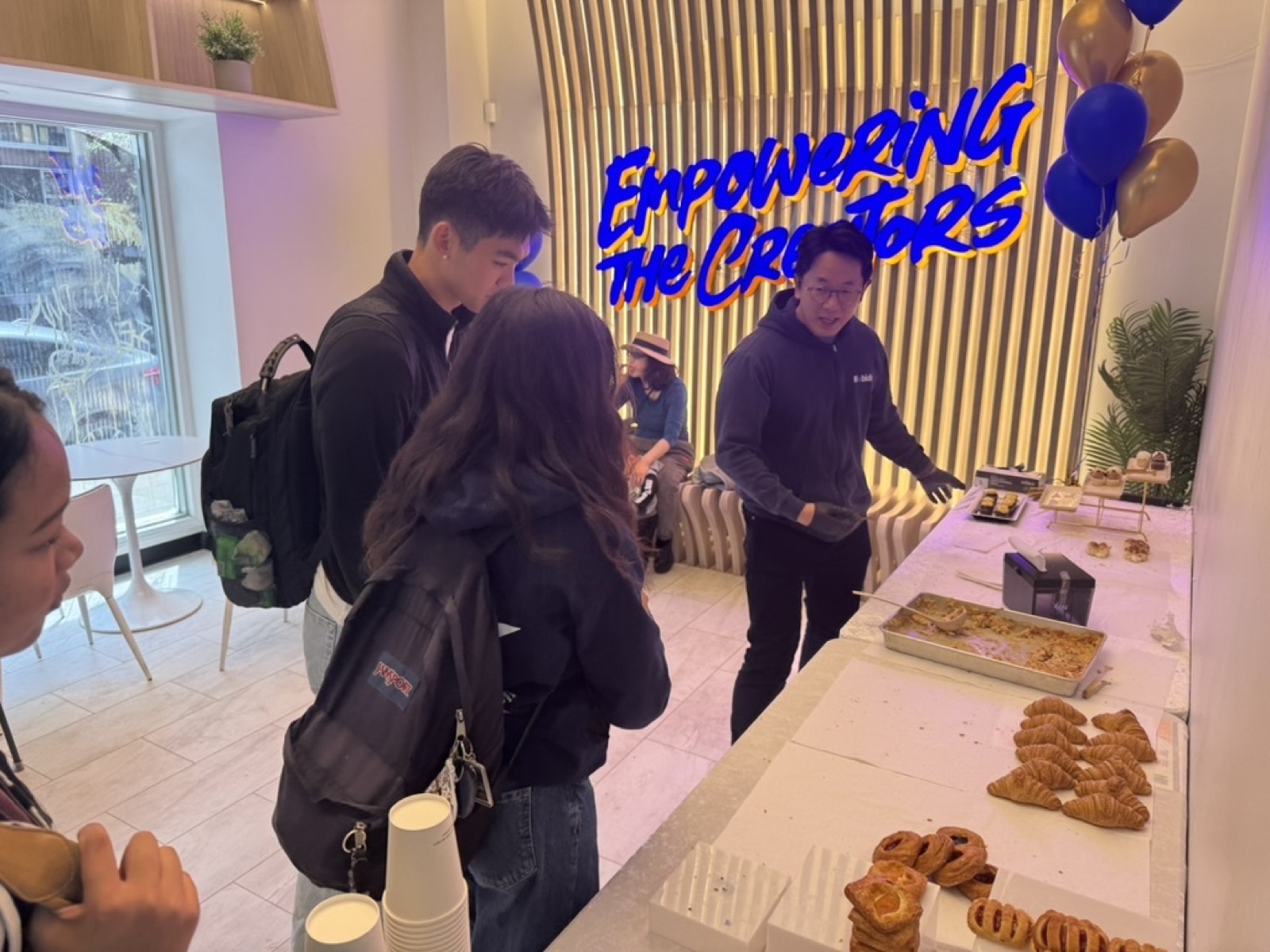 Students inside Qargo Coffee during the April 2026 event