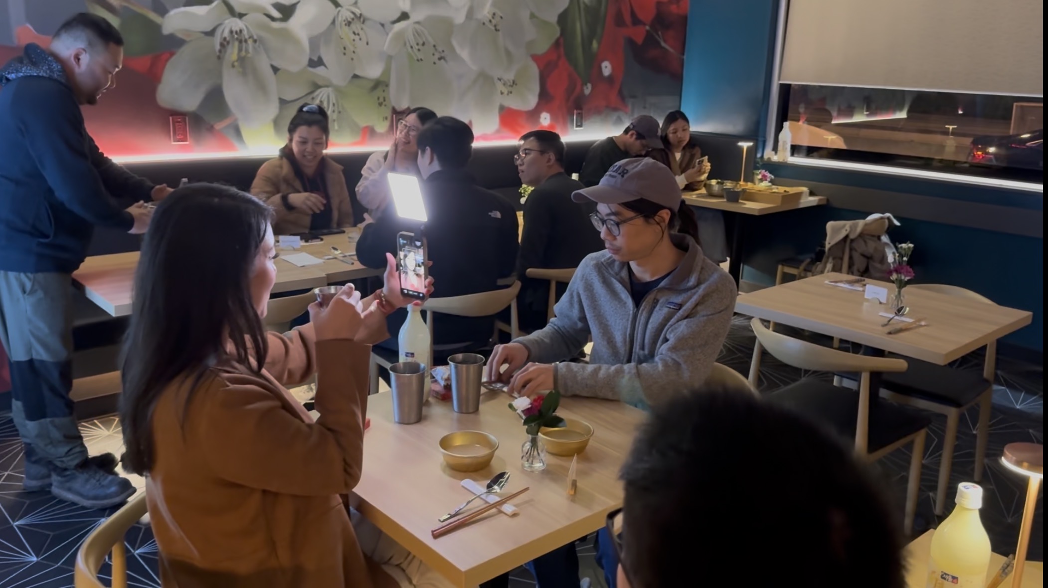 Creators hosted inside a restaurant