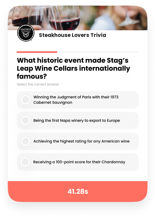 Steakhouse Lovers Trivia — Upswell quiz example